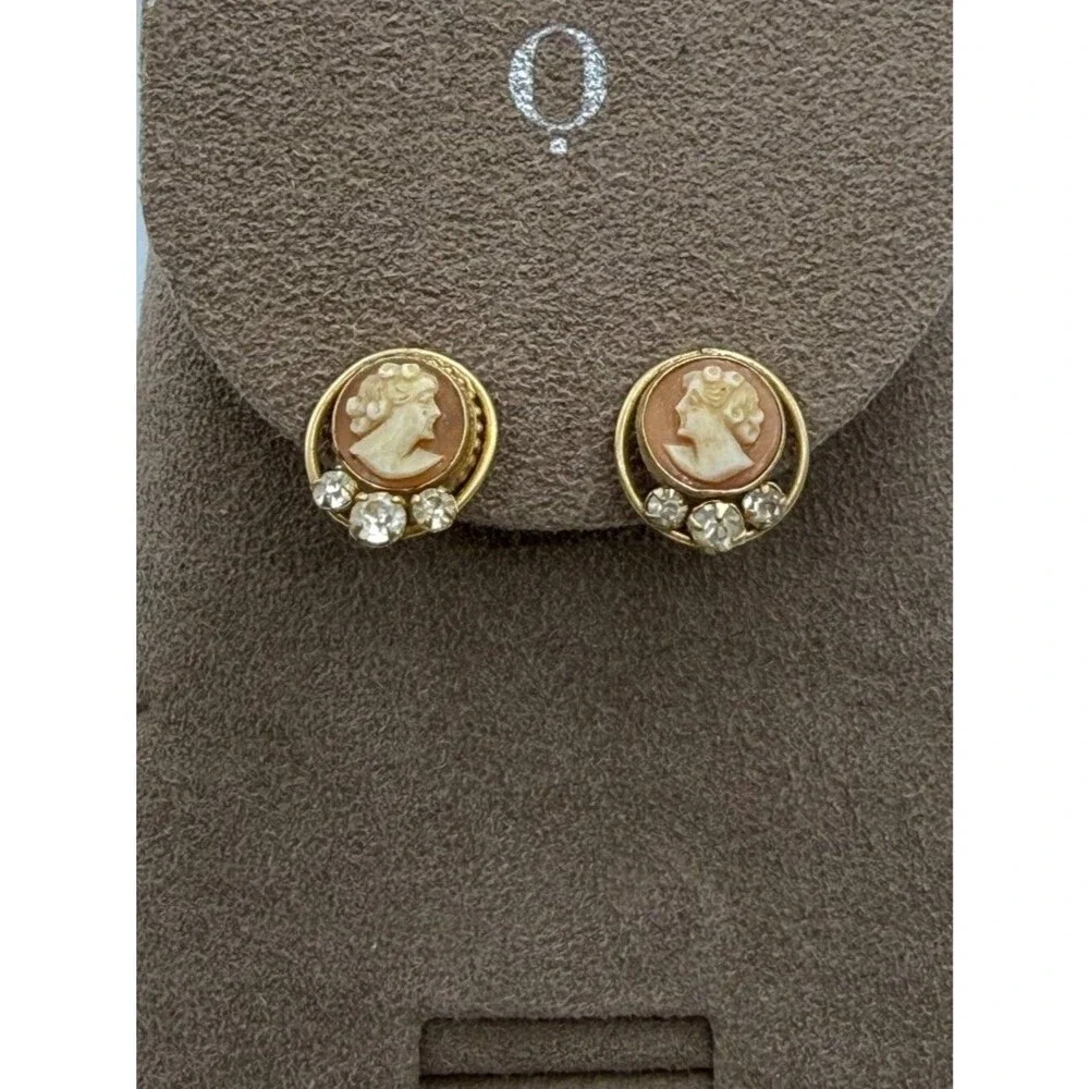 vintage 1/20-12k gold filled cameo screw back earrings